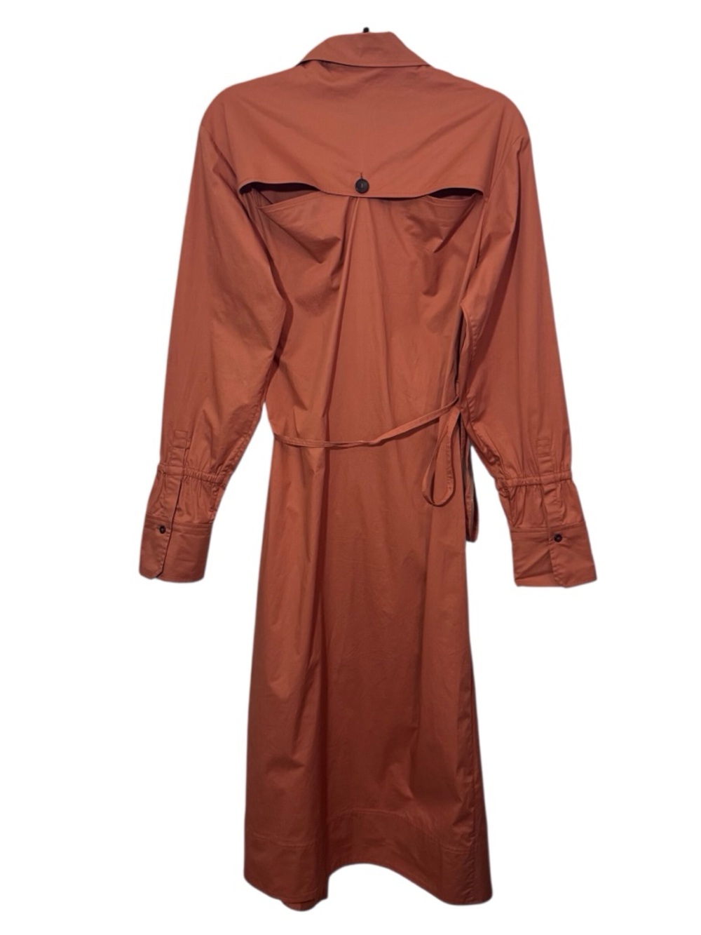 A.L.C. Size 6 Rust Orange Calvin Wrap Midi Dress Modest Contemporary Long Sleeve - Picture 8 of 10